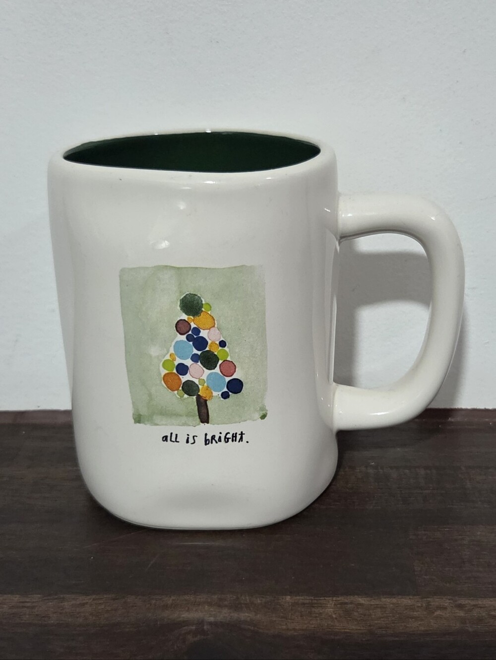 Rae Dunn Mug with Colorful Tree Art - All Is Bright